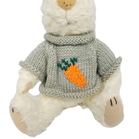 Vtg 96 Gibson Greetings Rabbit Bunny Plush Hand Knit Sweater Carrot Stuffed - Picture 2 of 10